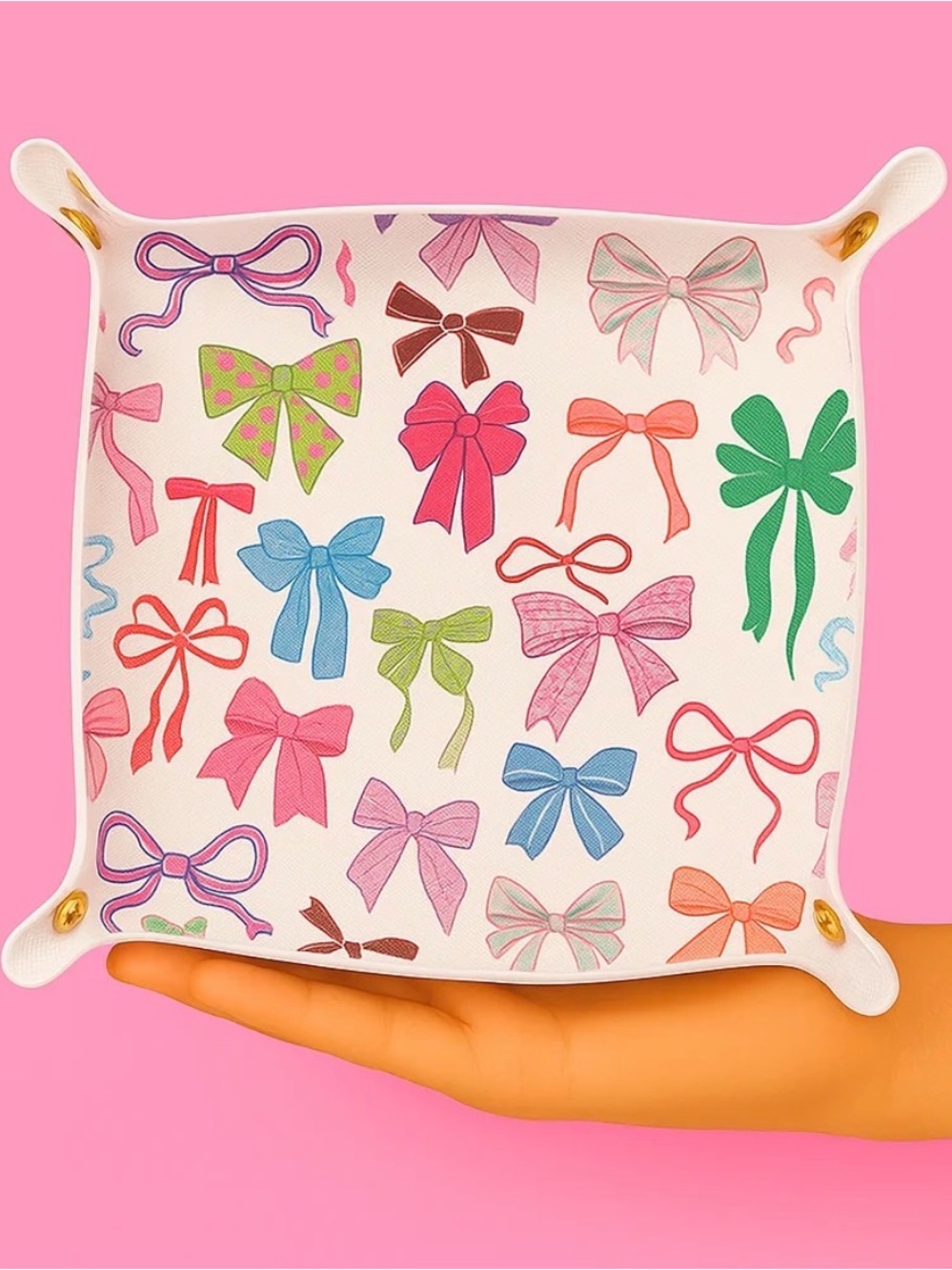 Kids Bow Pattern Catchall Tray - Pink